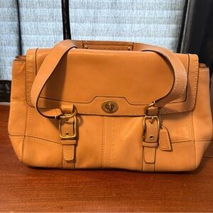 Coach Hampton Large Leather Satchel Bag Style 11546 Color: B4/TAN by Coach